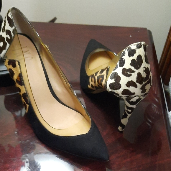 INC International Concepts Leopard and Black Heels - Picture 1 of 9